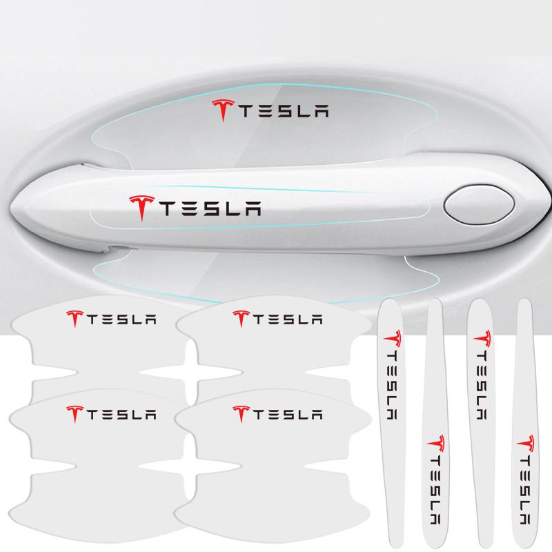 Tesla Car Door Handle Bowl Transparent Sticker Anti-collision Protection Strips For Model 3 Y S Cybertruck Juguete Roadster Coil