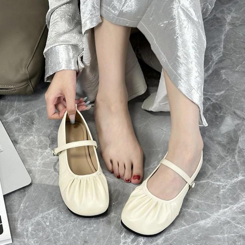 Comfortable and Elegant Round Toe Mary Jane Shoes for Women Summer 2025 Vacation Quick Delivery Trend 39 Solid Color Woman Flats