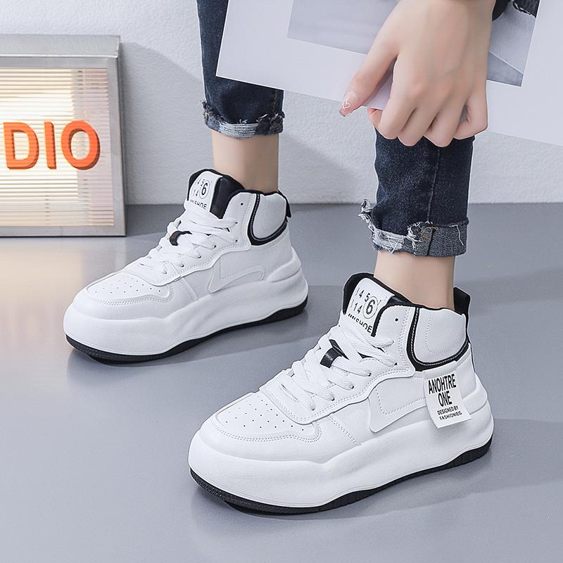 Women's Tennis Sneakers Light Breathable PU Casual Walking Shoes  Women Lace-up Platform Boots