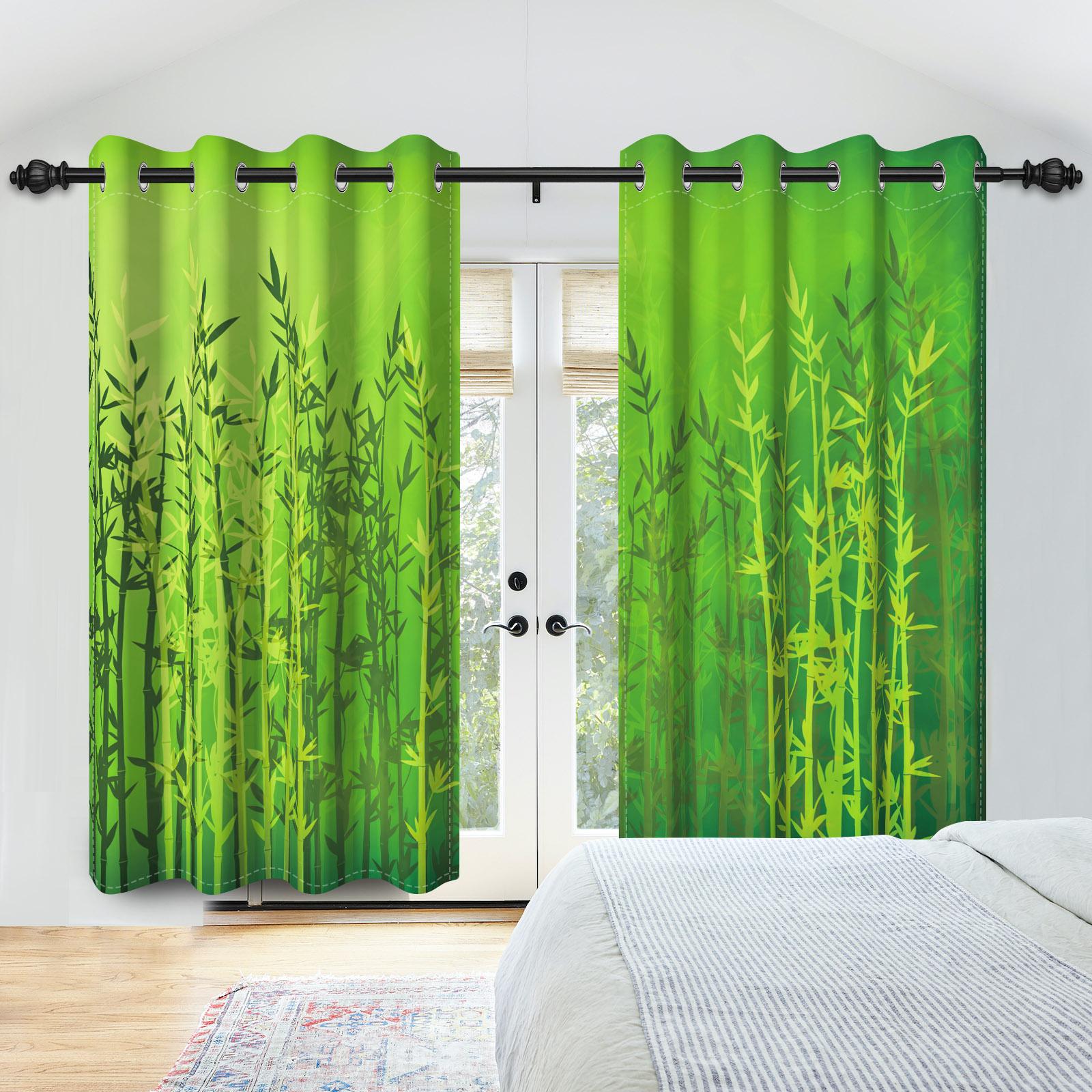 

Зеленый бамбуковый лес Блэкаут шторы Гостиная Детская спальня Квартира Оконные шторы Теплоизоляция Полиэстеровая ткань 50x120cm 2pcs
