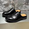 Sommer Herbst Neue Designer Mules für Herren Schwarz Mode Lässig Große Größe Halbschuhe Herren Oberbekleidung Rindsleder Schuhe Mann