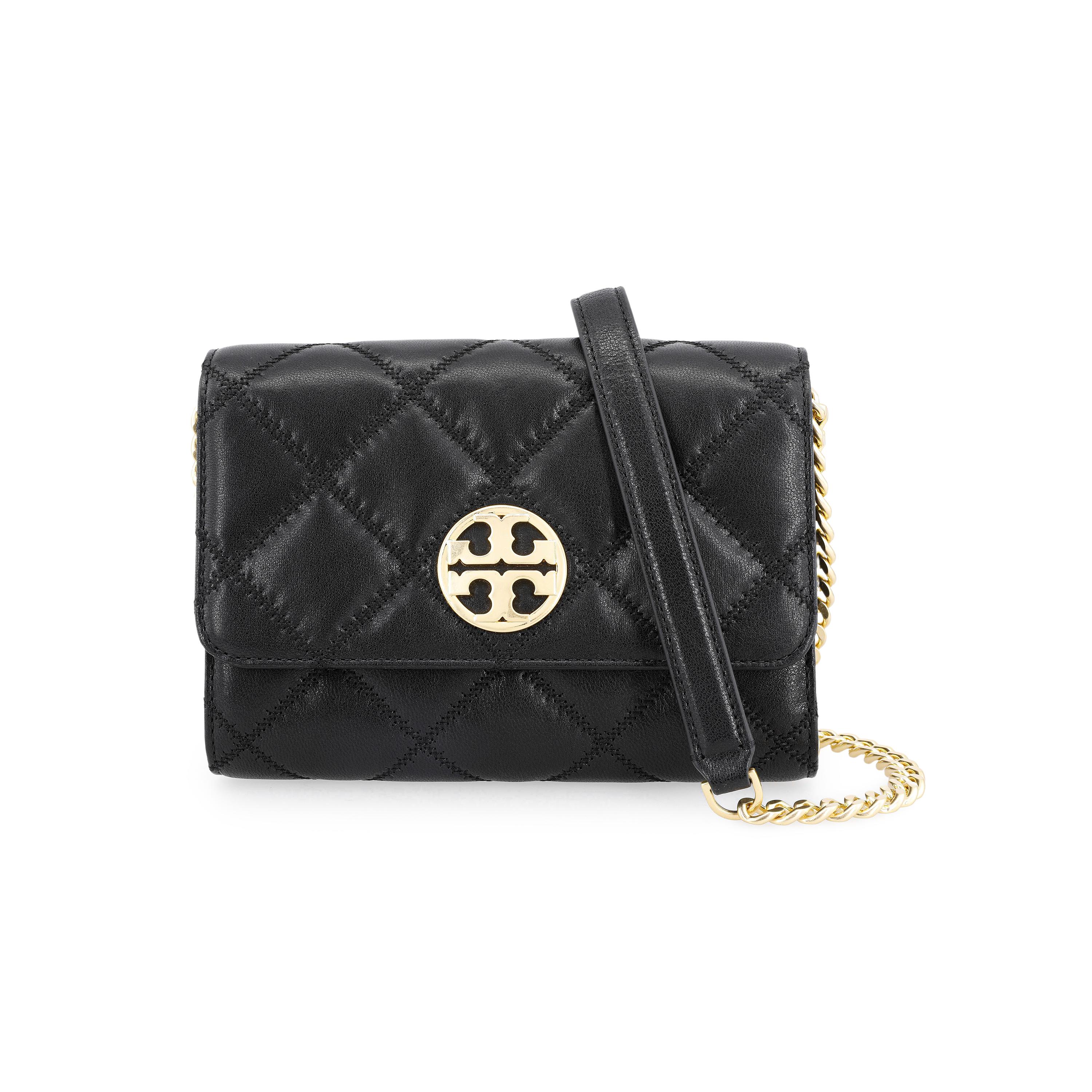 Tory Burch Women's Black Tb-Willa Logo Chain Quilted Leather Shoulder Crossbody Bag Bags 83692-001