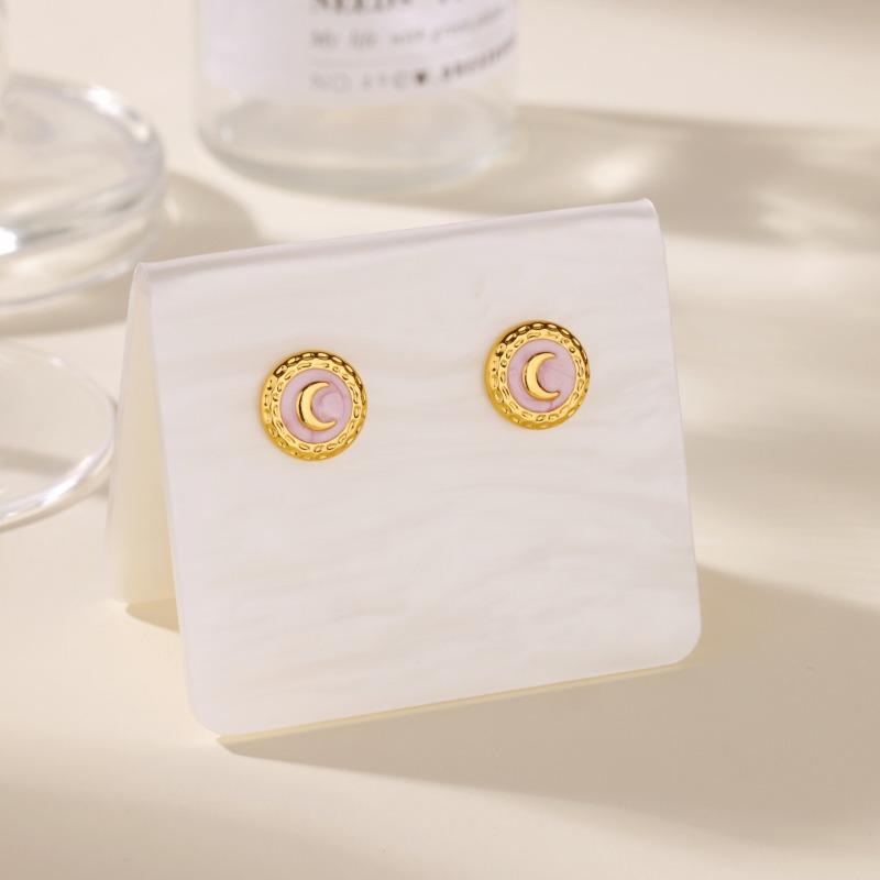 Новые серьги-пусеты из лунного масла в стиле легкой роскоши, серьги из нержавеющей стали с золотым покрытием, не выцветающие, серьги-хиты продаж, ювелирные изделия