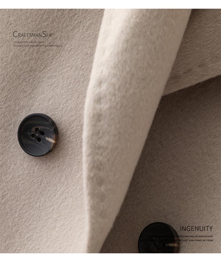 Women's Double-Breasted Wool Coat with Suit Collar - Korean Loose Slimming Style