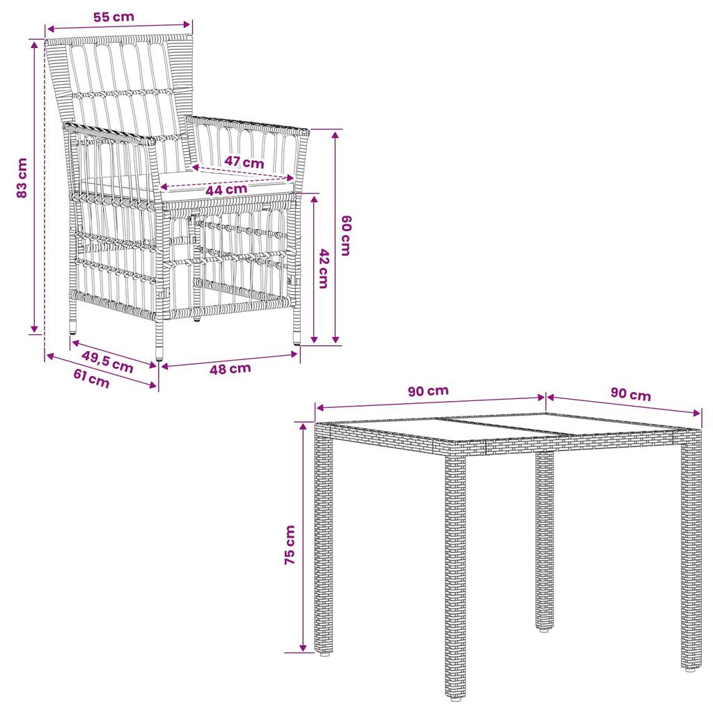 Outdoor Dining Set 5 pcs Grey Poly Rattan