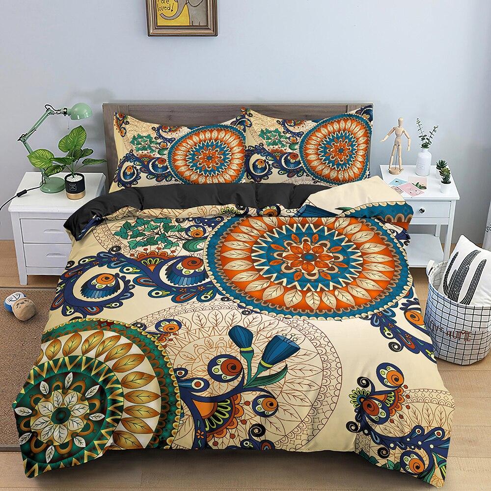 Three-Piece 3D Digital Printing Bedding Bohemian Mandala Print Quilt Cover