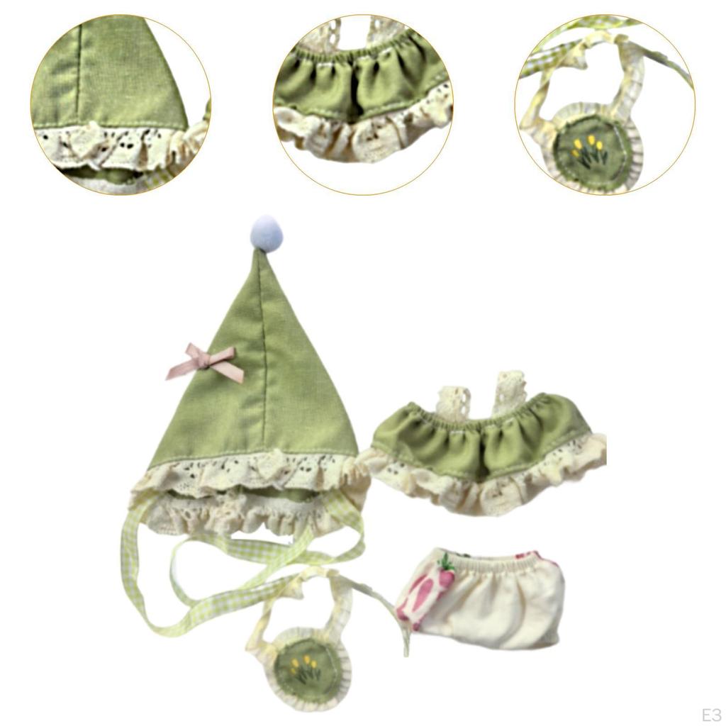4er Pack Puppen-Elfen-Kleidung mit Hose, Mütze und Tasche für 6,7-Zoll-Puppen Geschenkset