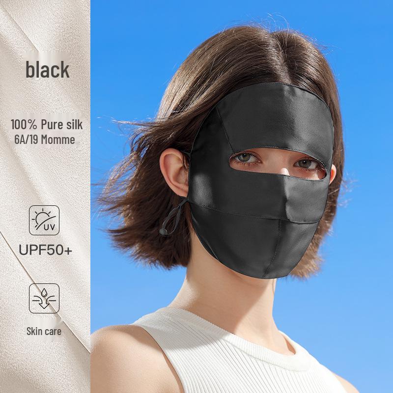 Women's Summer Mulberry Silk Facekini: Sun & Eye Protection, Breathable, XKZ55