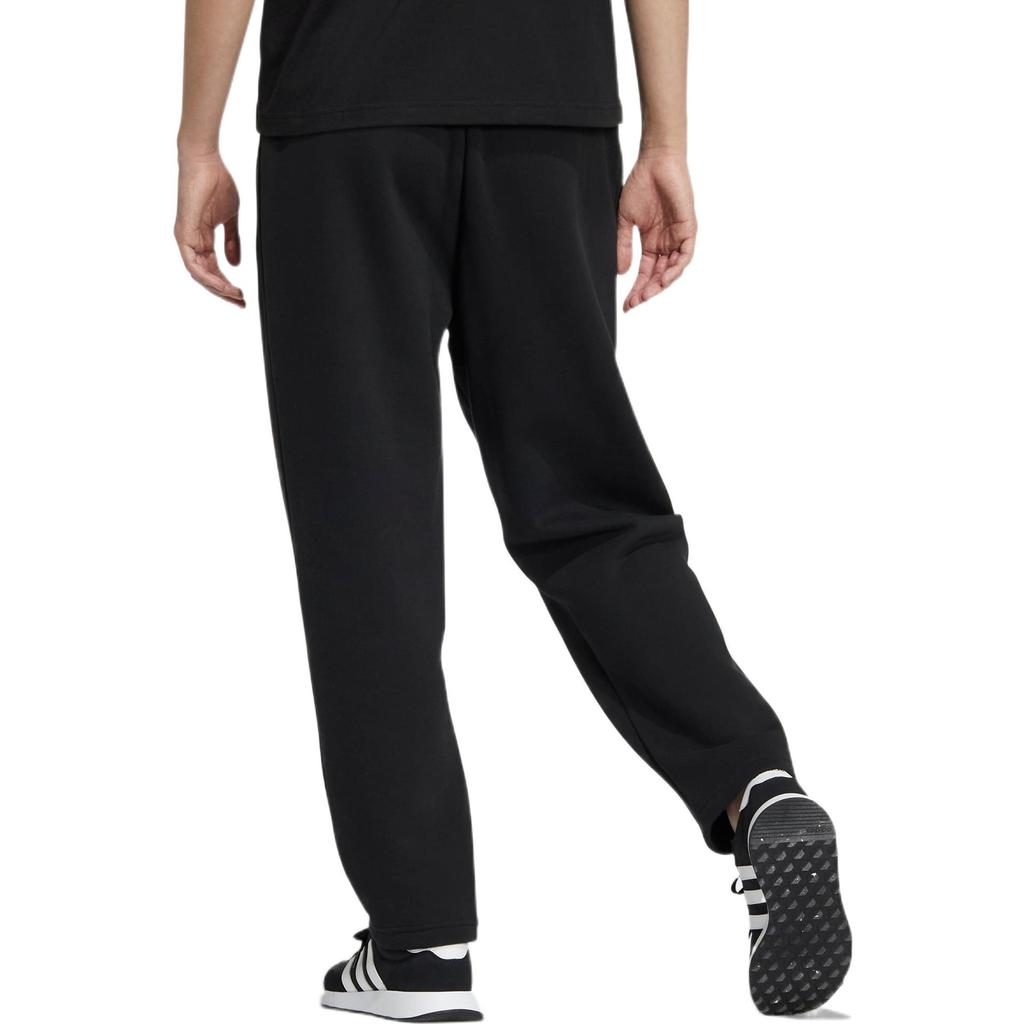 Adidas Neo Solid Color Elastic Waist Drawstring Fleece-Lined Joggers Unisex Bottoms Black HN8727