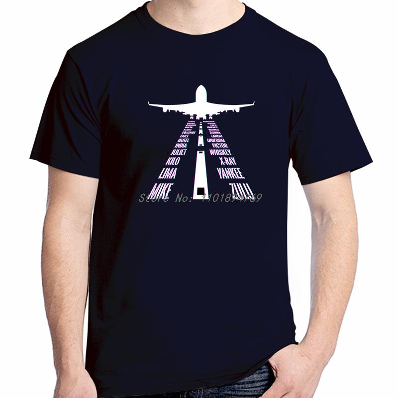 Phonetic Alphabet Airplane Runway Fashion Graphic T Shirts Summer Tees Tops Cotton Short Sleeve Tshirts Unisex Print T Shirt