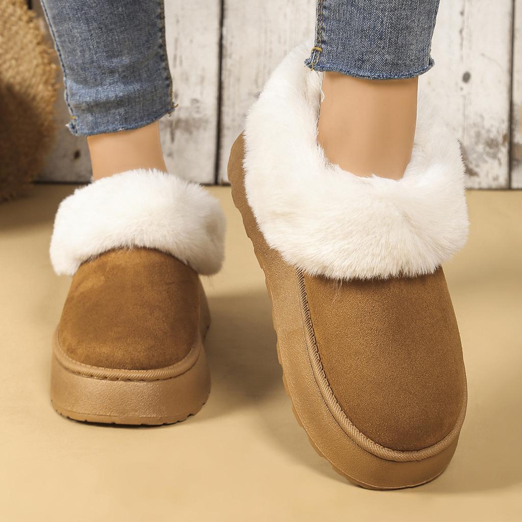 Sleeve Rubber Boots Suede Flat Heel Round Head Middle Heel ()