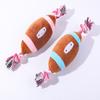 Interactive Pet Playmate Durable Plush Dog Toy With Sound Cotton Rope And Olive Football Design