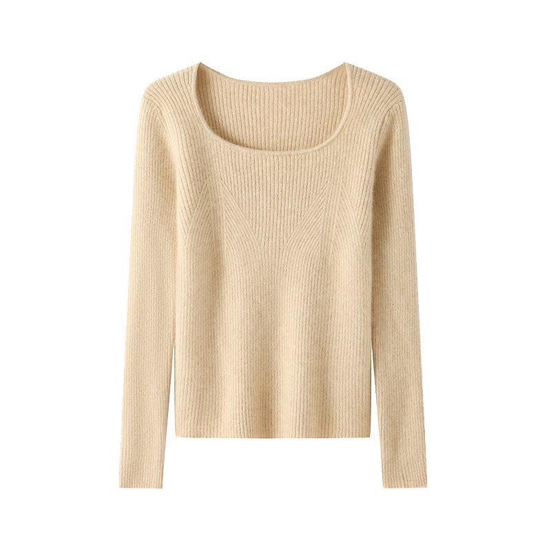 Women's 2025 Winter Slimming Cashmere Round Neck Sweater - Warm, Fitted, Knit Base Layer Top