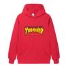 W02-1 Unisex Thrasher Flame Print Hoodie Men Casual Loose Long Sleeve Hooded Sweatshirt Streetwear Pullover