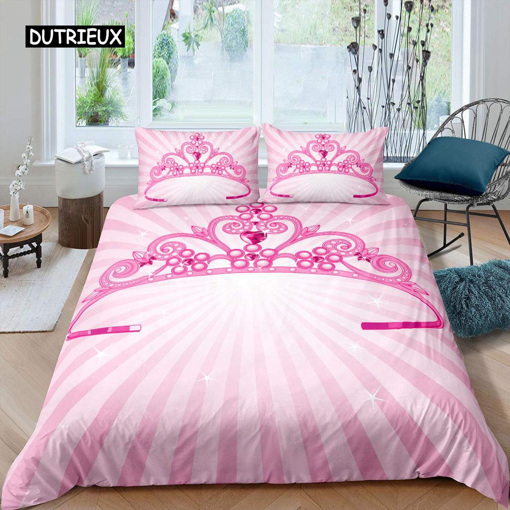 Comforter Lovely Pink Bedding Set 140X200 For Girl Bedroom Bed Single Double Size(No Sheet)