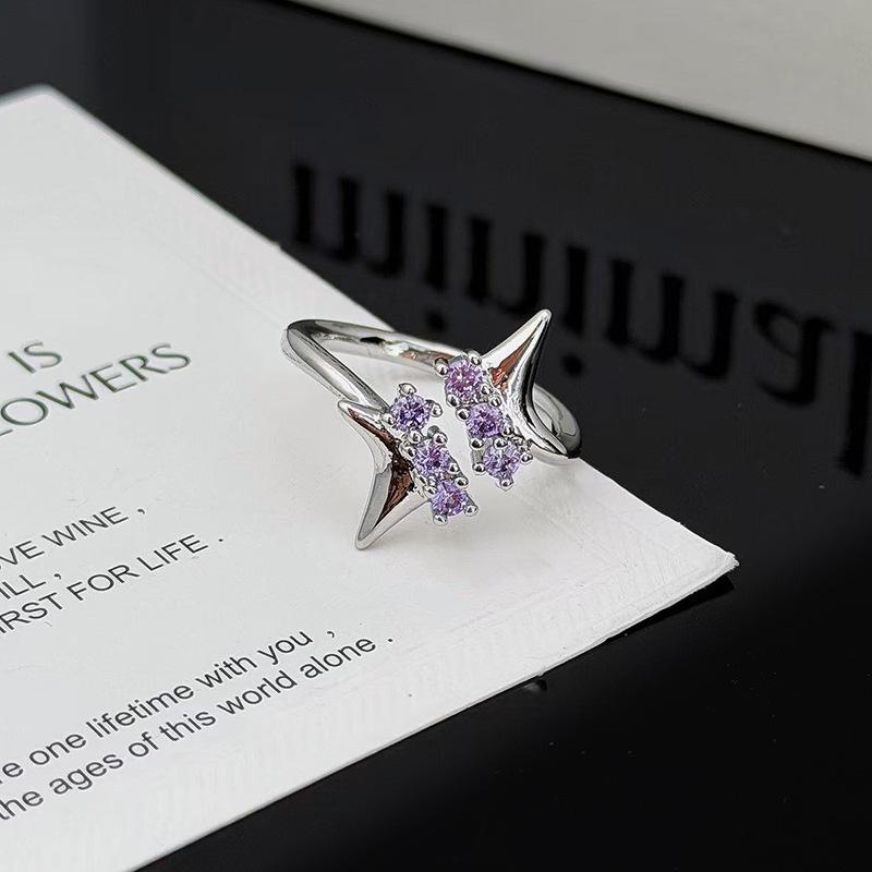 Super Flash Zirkon Hexagramm Ring Öffnung Verstellbar Exquisiter Ring Temperament Hochklassige Frauen
