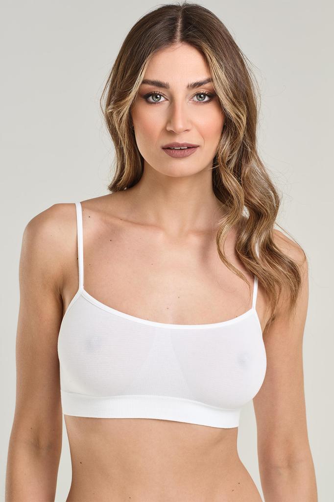Soft Women's Bra Without Wires and with Smooth Cups in White Soft Women's Bra Without Wires and with Smooth Cups in White