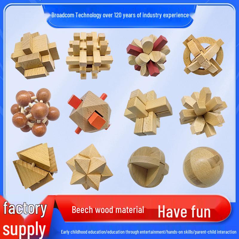 Kongming & Luban Interlocking Puzzle Set: Educational Toys for 7+ Year Olds, Enhancing Intelligence and Relaxation with Nine Building Blocks.
