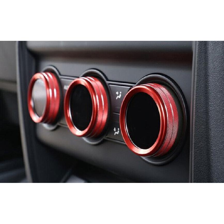 Fit For Defender 110 - Red Aluminum Rear AC Knob Ring Cover Trim 3pcs