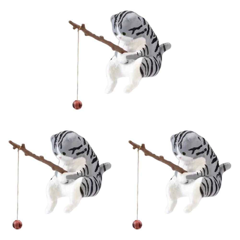 1-5pcs Fishing Cat Ornaments Sitting Fishing Little Cat Statue Fish Landscaping Cartoon Figurine Water Tank Aquarium Decorations