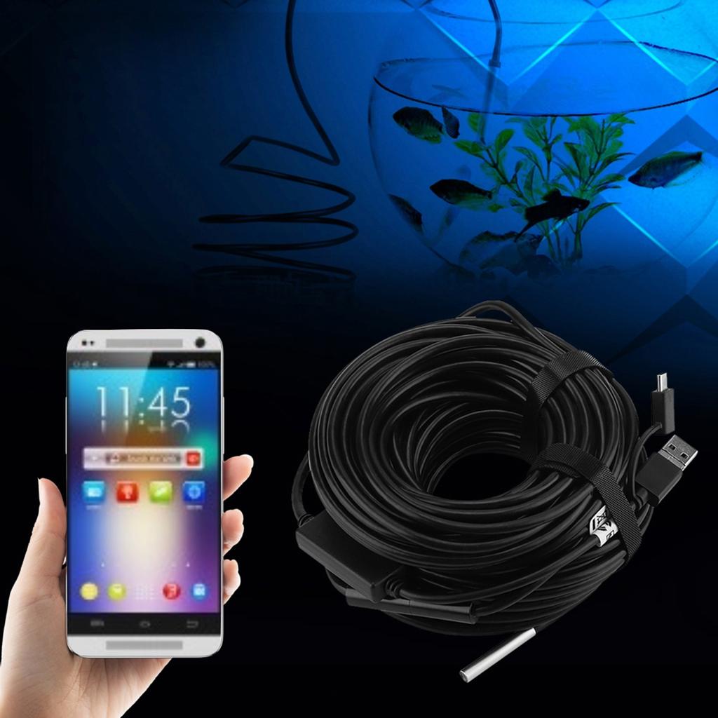 20-Meter 5.5mm USB Endoscope with 720P Water Proof Camera for Pipe Car Inspection USB Inspection Camera Flexible Endoscope