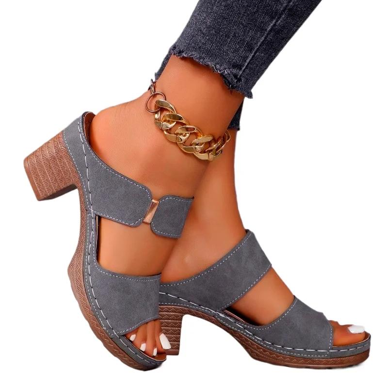 fashion Ladies Shoes 2024 Brand Slingbacks Women's Slippers Fashion Metal Decoration Modem Slippers Hot Sale Round Toe Heels Women