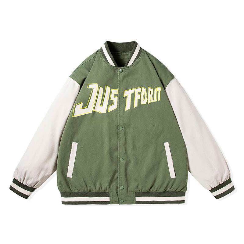 Pánská streetwearová baseballová bunda s fleecovou podšívkou - Nadměrná velikost, Jarní/Podzimní Ležérní Trend
