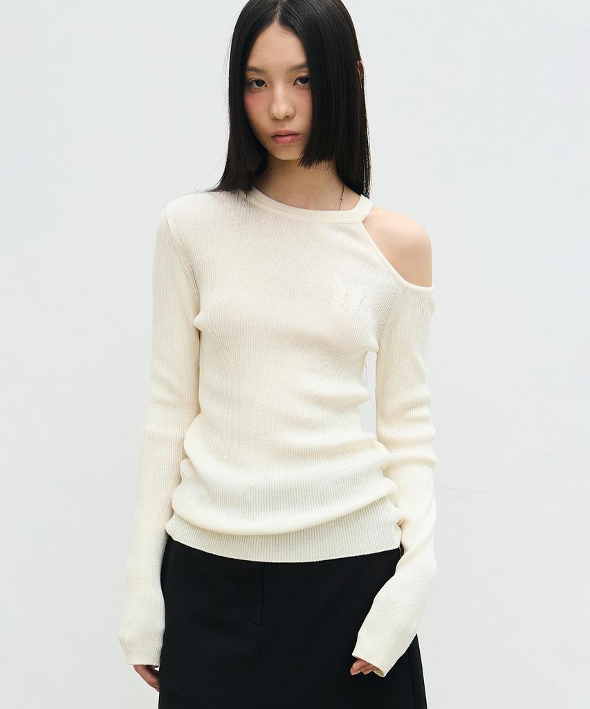 Nigaennikol Cut Out Butterfly Knit_Cream