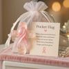 Pink Pocket Hug Token Breast Cancer Awareness Keepsake Transparent Prayer Token with Pink Ribbon Emotional Support Gift for Loved Ones
