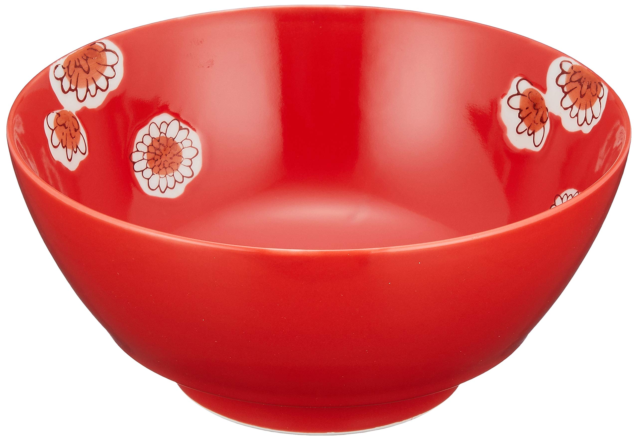 Arita Ware Ramen by Tasei Red Glazed Chrysanthemum 18cm Diameter x 8cm Ceramic Ramen Perfect Gift for 60th Birthdays or Respect for the Aged Microwave