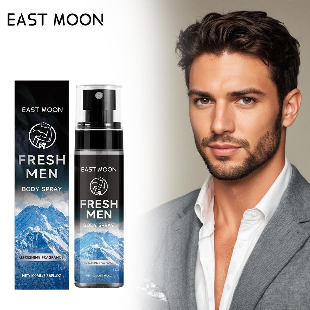 East Moon Men's Body Spray Body Moisturizing Elegant Fresh Fragrance Portable Charm Men's Daily Care Spray 100ml