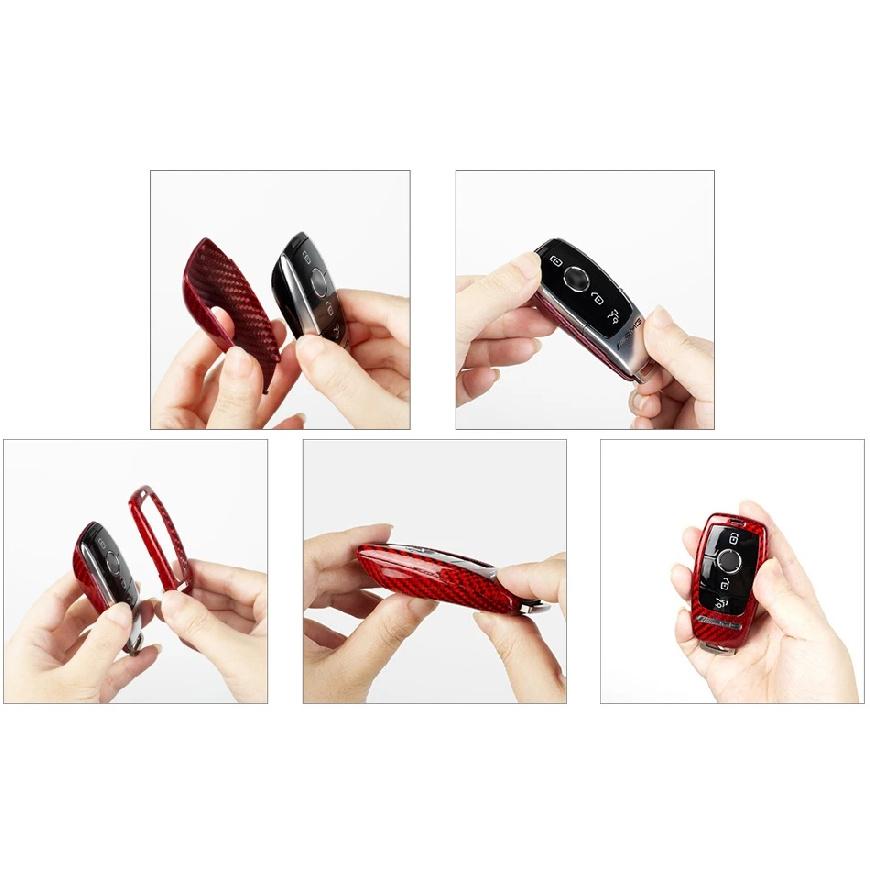 Carbon Fiber Key Cover Case Shell for Mercedes-Benz AMG A220 CLS Class E-Class E63S GLE 350 4Matic S-Class Remote Accessories