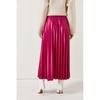 Women's Skirt Leather Look Elastic Waist Pleated Bell Skirt