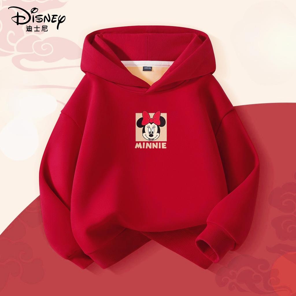 Christmas Mickey Minnie Print Children Hooded Sweatshirt Boy Girl Autumn Winter Daily Outdoor Casual Warm Soft Sportswear