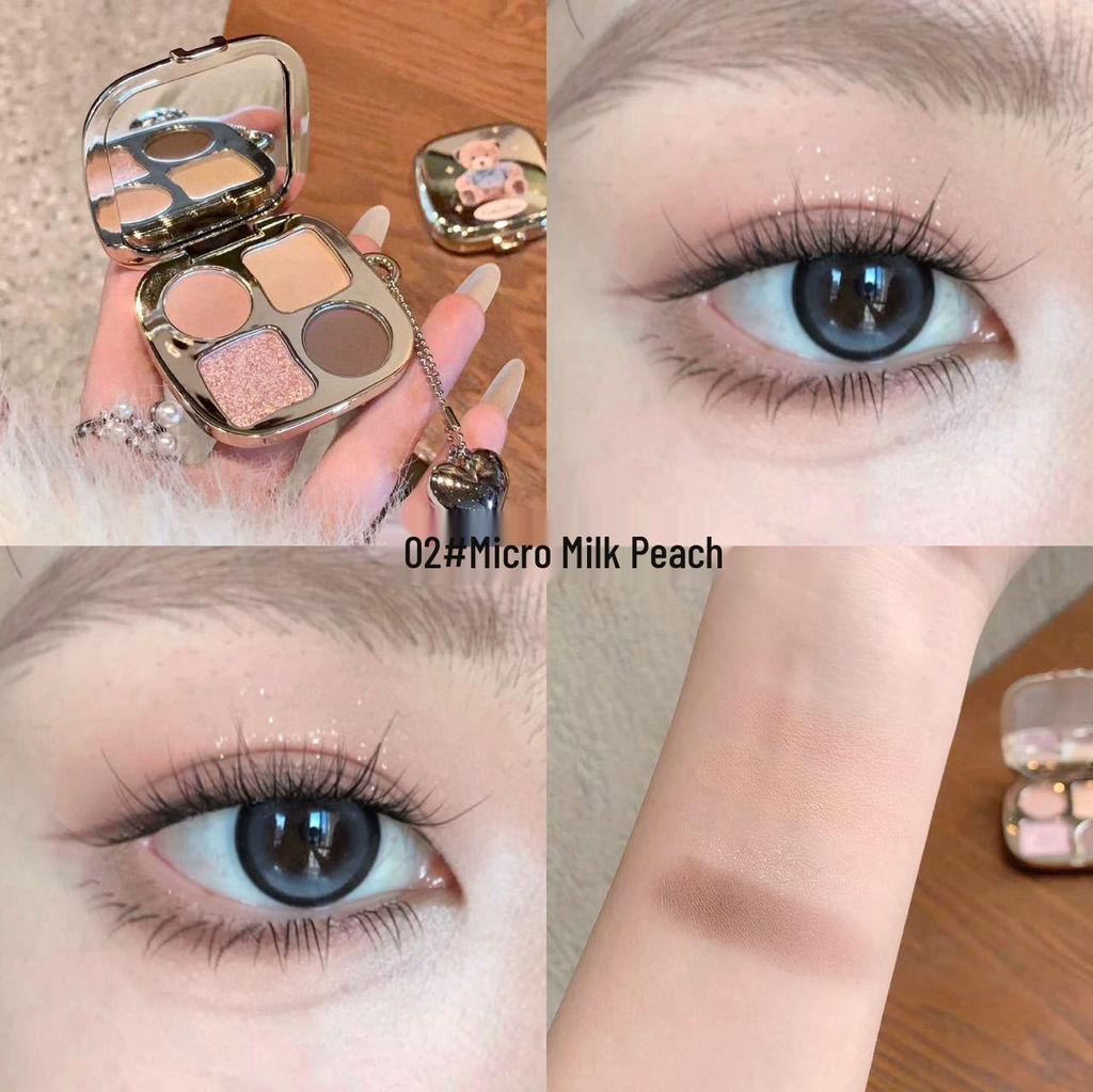 Kakashow Little Bear Eyeshadow Palette: Four Natural, Low-Saturation Colors for Easy Blending and Atmospheric Eye Makeup.