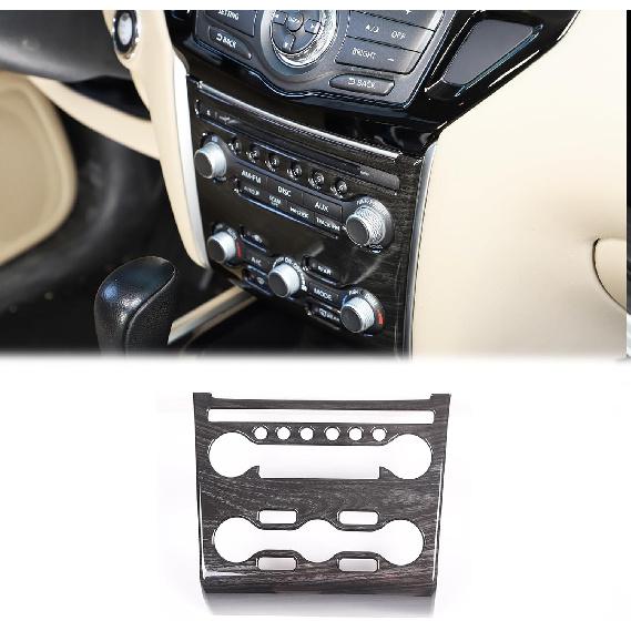 Center Console CD Air Conditioning Control Panel Trim Cover Compatible with Nissan Pathfinder 2013-2018,Car Air Conditioner Switch Panel Frame Trim Black Wood Pattern