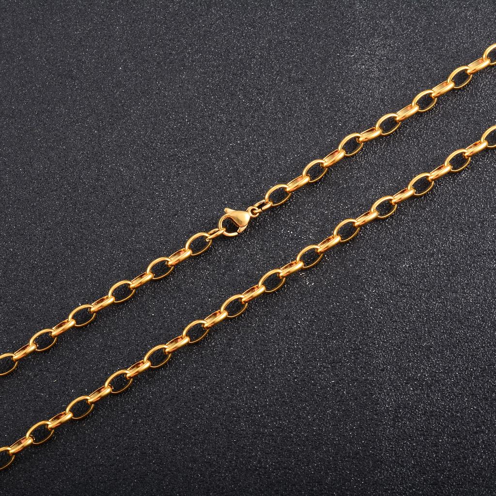 Collana a maglia Rolo in Acciaio Inossidabile 316L Catena O Ovale per Donne Uomini Choker Accessori Gioielli Hip Hop su Collo Collare Regalo Fai da Te