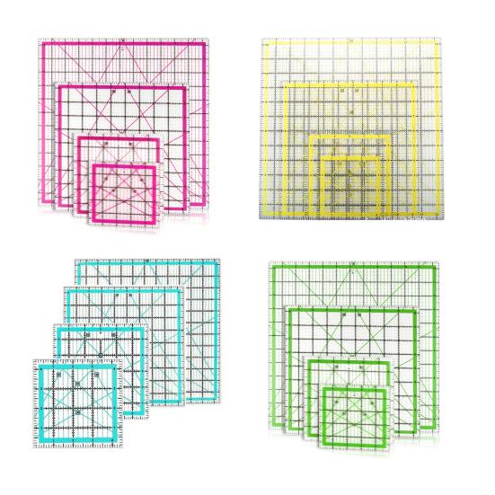 Yousheng 4Pcs Acrylic Quilting Ruler 4.5/6/9.5/12.5-Inch Square Fabric Cutting Patchwork Ruler with Clear Mark DIY Sewing Craft Projects Template