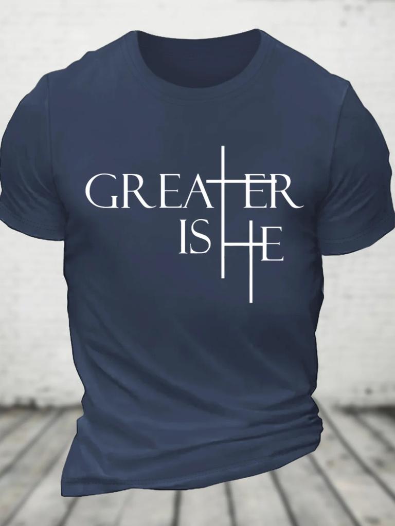 Greater Is He Cross Cotton Tshirt