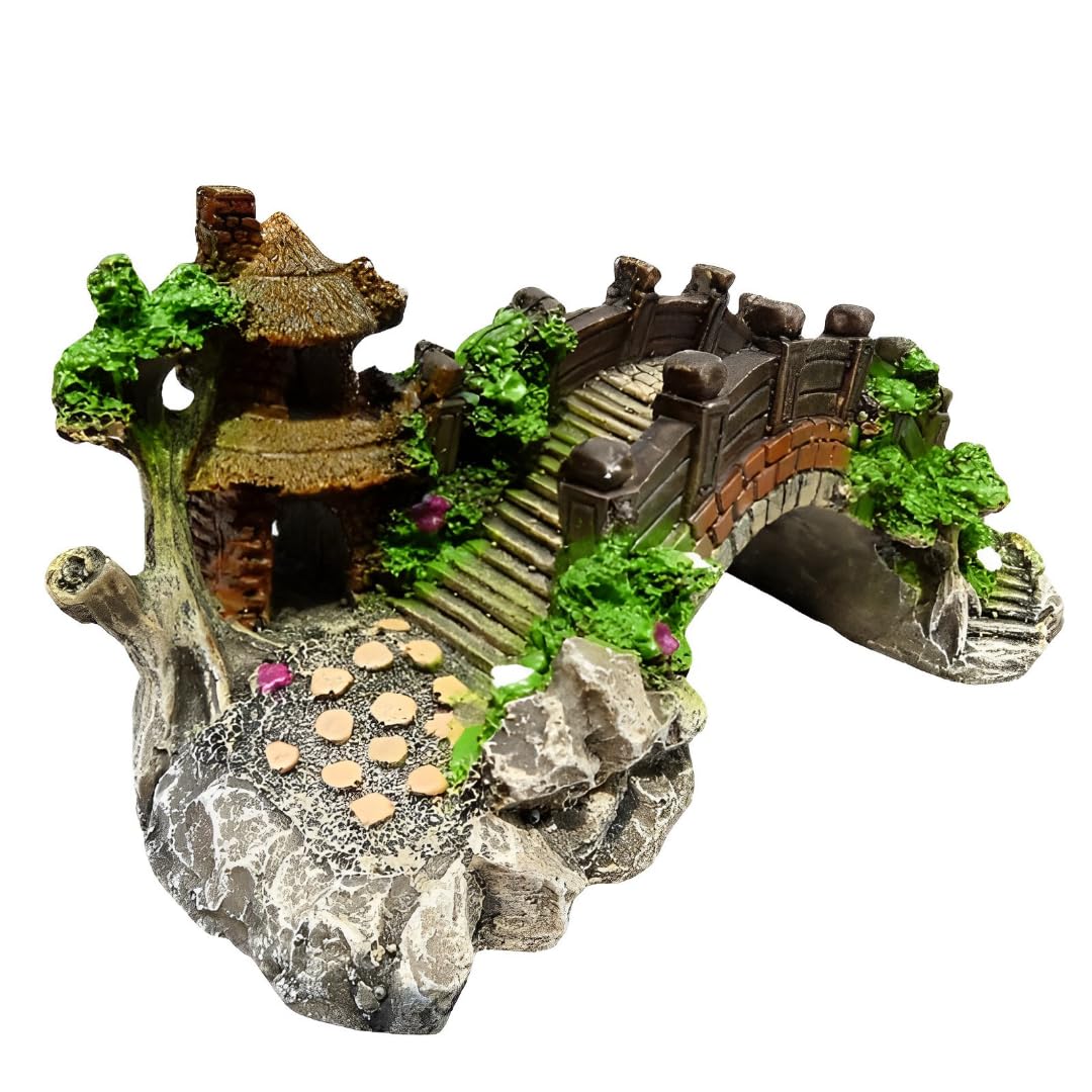

Charmoon Aquarium Tank Object Bridge Arch Hideout Shelter Realistic Japanese Garden Design (Small, Green) зелёный