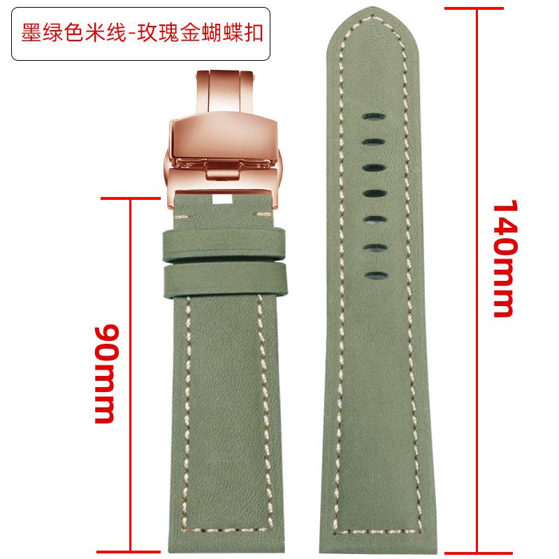 Extended matte crazy horse Frosted leather watchband 22m 24mm For Pam111 441 Hamilton Tissot Omega Casio men Vintage watch strap