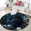 Magical Black Cat Round Area Rug,Carpet Rug for Living Room Bedroom Sofa Playroom Decor,Non-slip Floor Mat