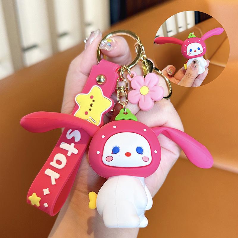 Unzip And Pinch Le Bunny Keychain, Cute Car Key Pendant, Exquisite Girls Bag Pendant Key Ring.