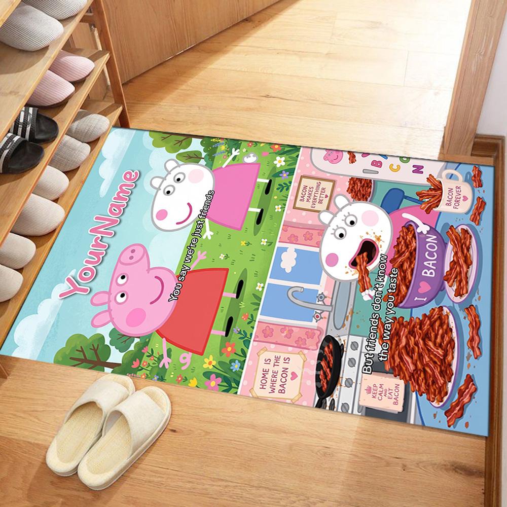 Peppa Pig Customizable Name Area Rug Perfect for Decorate room Study room Bedrooms Game Room Anti-slip Rug Office home decor Perfect Gift for Women/Me