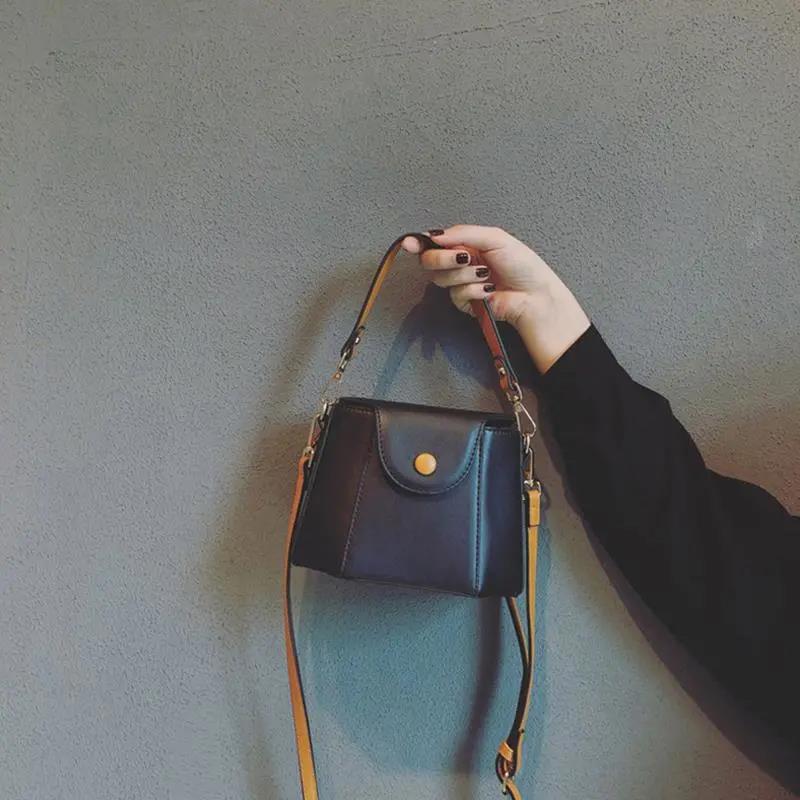 

Женская осенне-зимняя однотонная повседневная сумка-мессенджер, винтажная мягкая сумка на одно плечо, элегантная повседневная сумка 18*13*11cm чёрный