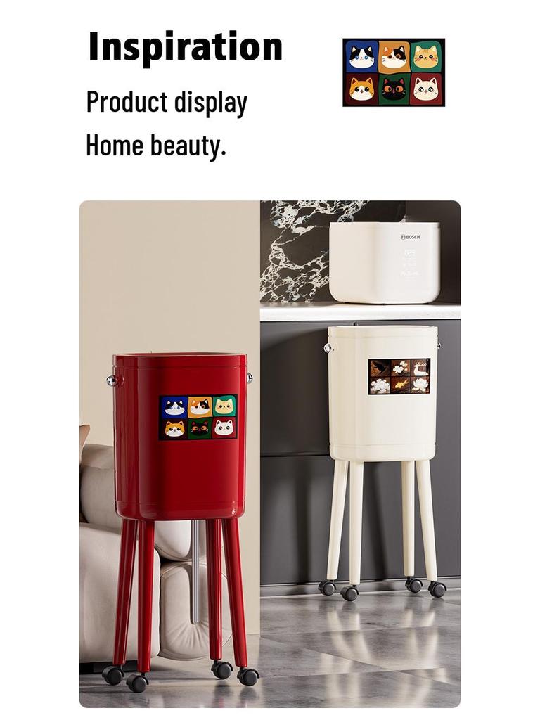 Premium Large-Capacity Trash Can with Lid – Ideal for Living Room, Bedroom, and Kitchen; Elevated Design for Easy Use.