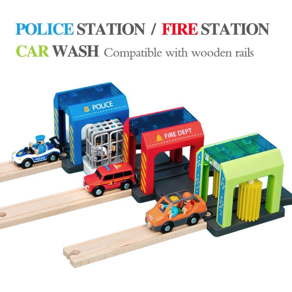Car Wash Room Wooden Train Tracks Railway Toys Simulation Plastic Toy Set  Kindergarten Toy