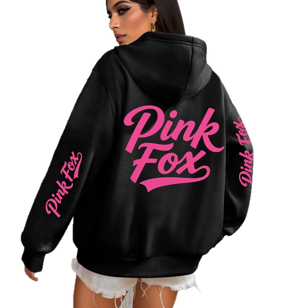 Vintage Handwritten Art Font Slogan Hooded Sweater Oversize Couple Hottie Shoulder Long Sleeve Jacket