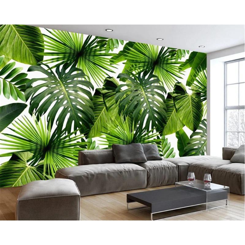 Rainforest Plant Wallpaper Banana Leaf Palm Leaf Mural Living Room Bedroom 3d Wallpaper Home Decor