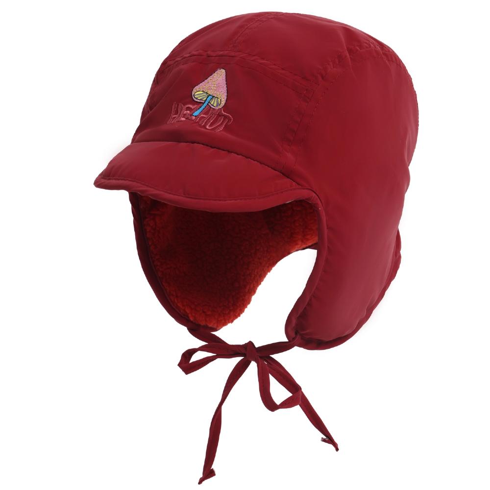 New Pilot Style Hat Fashioh Winter Cap Mushroom Embroidery Warm Bomber Hat Caps For Women Solid Color Girl Hats